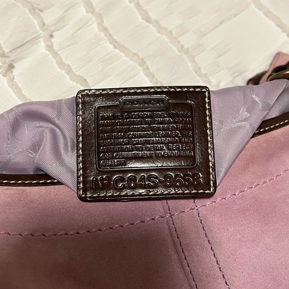 Coach Lavender Pink Suede Hobo Shoulder Bag 9658 - Picture 5 of 9